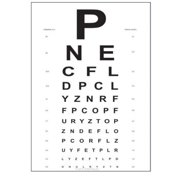 Tablica tekturowa z literami - tablica do badania wzroku