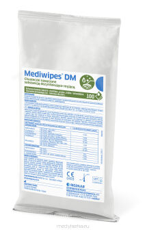 Chusteczki MEDIWIPES DM dezynfekująco-myjące do powierzchni, wkład - op. 100 szt.