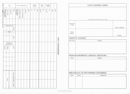 Karta zdrowia ucznia 