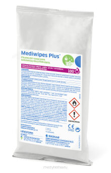 Chusteczki MEDIWIPES PLUS (alkoholowe) do powierzchni,  wkład - op. 100 szt.