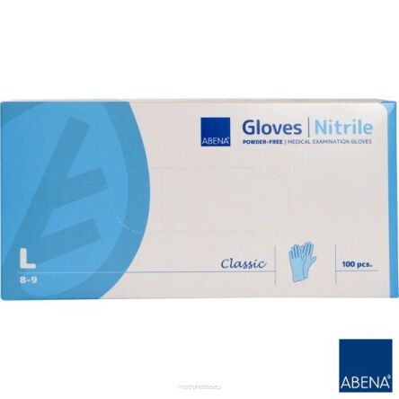 Rękawice nitrylowe bezpudrowe niebieskie L 100 szt. ABENA