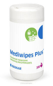 Chusteczki MEDIWIPES PLUS (alkoholowe) do powierzchni,  tuba - op. 100 szt.