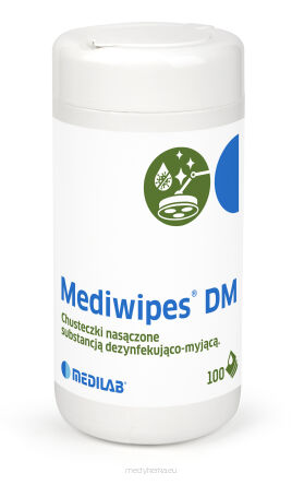Chusteczki MEDIWIPES DM dezynfekująco-myjące do powierzchni, tuba - op. 100 szt.
